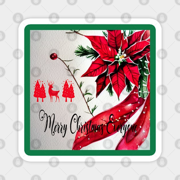 Merry Christmas Poinsee Magnet by MuseMints