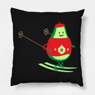 Skier avocado Pillow