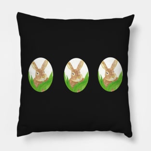 Easter bunny in the grass, oval shape Pillow