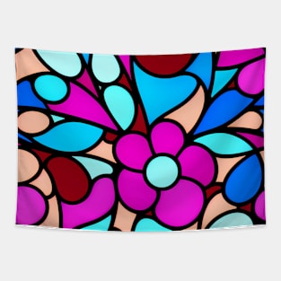 Pink Flower - Stained Glass Design Pattern Tapestry