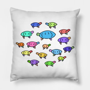 Colorful Turtle Pattern, Cute Illustrated Turtles Pillow