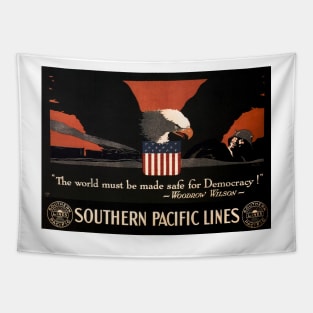 Southern Pacific Lines American War Eagle Vintage Railway Tapestry