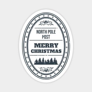 Santa Claus North Pole Post Stamp Merry Christmas Magnet