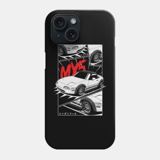 white miata jdm manga style Phone Case