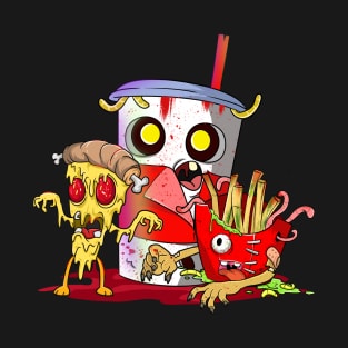 Halloween Movies Junk Food and Zombies T-Shirt