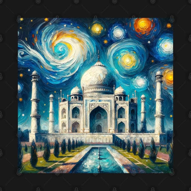 Taj Mahal India Starry Night - Beautiful Iconic Places by Edd Paint Something