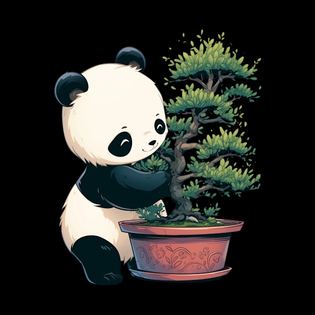 Panda as Japanese Bonsai Gardener - Panda Bear Japanese by Anassein.os