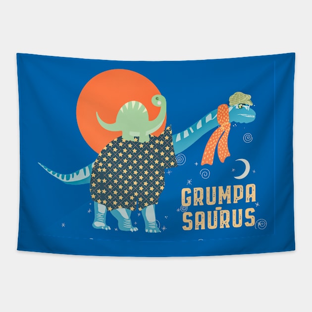 Grumpa saurus Tapestry by Mimie20