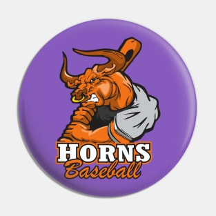 Horns Baseball Pin