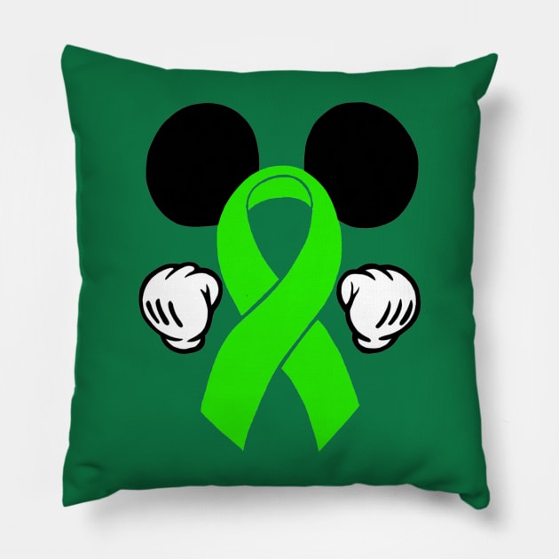 Mouse Ears Awareness Ribbon (Green) Pillow by CaitlynConnor