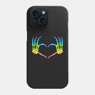 Rainbow Skeleton Hands in a Heart-Shape Phone Case