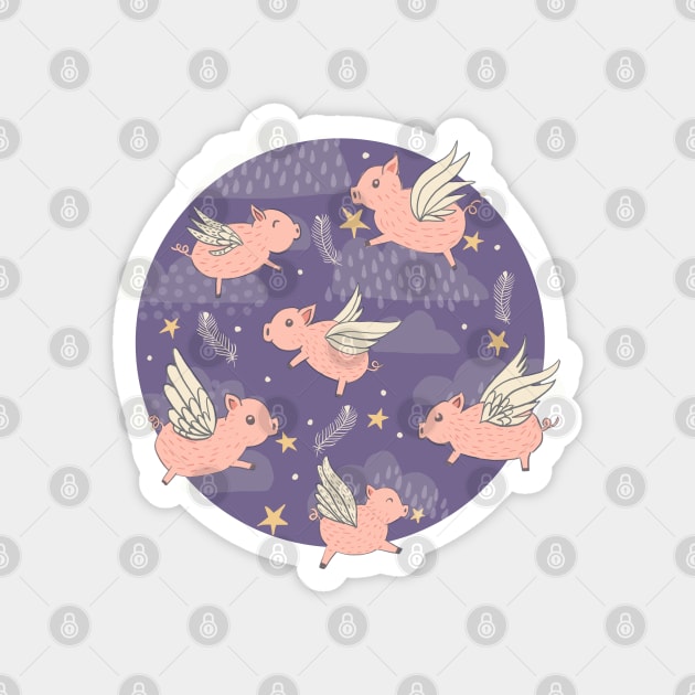 When Pigs Fly in Purple Magnet by latheandquill