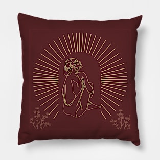 Minimalistic lonely woman shining Pillow