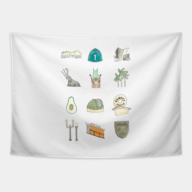 Los Angeles Icons Tapestry by buhloop.icons