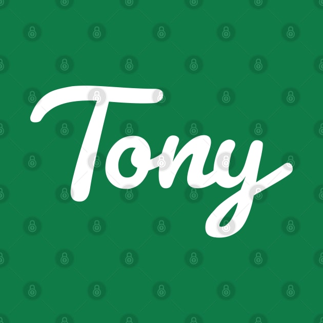 Tony Cursive Script Typography White Text by ellenhenryart