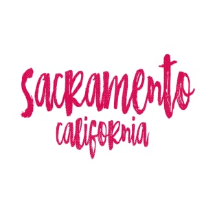 Sacramento California - CA State Paint Brush Retro Red/Pink College Typography T-Shirt