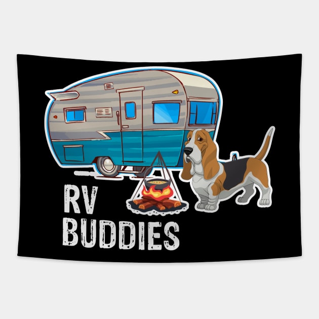 Basset Hound Dog Rv Buddies Pet Lovers Funny Camping Camper Tapestry by franzaled