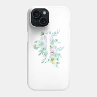 Botanical alphabet J green and purple flowers Phone Case