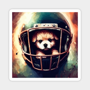 Cute dog puppy in football helmet Magnet