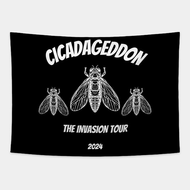 Cicadageddon Invasion Tour 2024 funny cicada Tapestry by Dylante