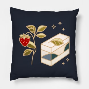 Strawberry and cheesecake with leaves Pillow