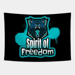 Spirit of freedom inspired by wolf Tapestry