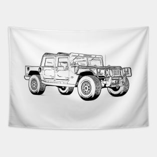 Hummer Wireframe Tapestry