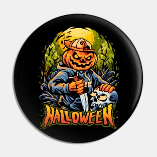 Halloween pumpkin head terror Pin