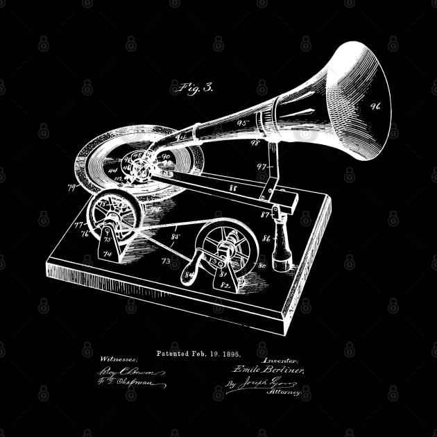 Vintage Gramophone Awesome Gift Patent Invention by MadebyDesign