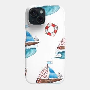 Boat Life Belt Waves Nautical Pattern Phone Case