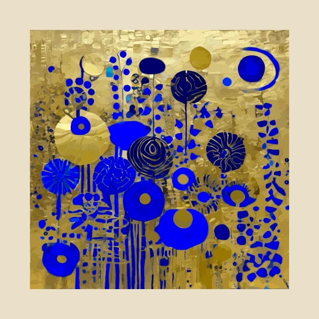 Blue and Gold Abstract Flowers by bragova