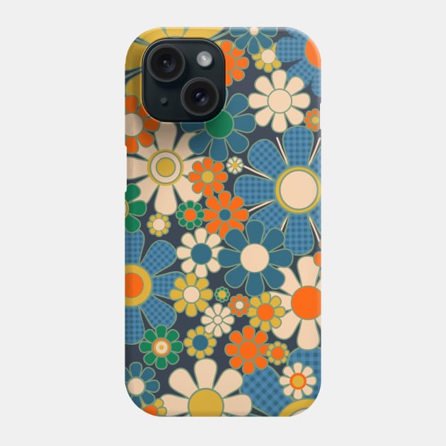 Retro Garden Gingham Flowers Vintage Aesthetic Floral Pattern 60s 70s Vibe Phone Case by KierkegaardDesignStudio