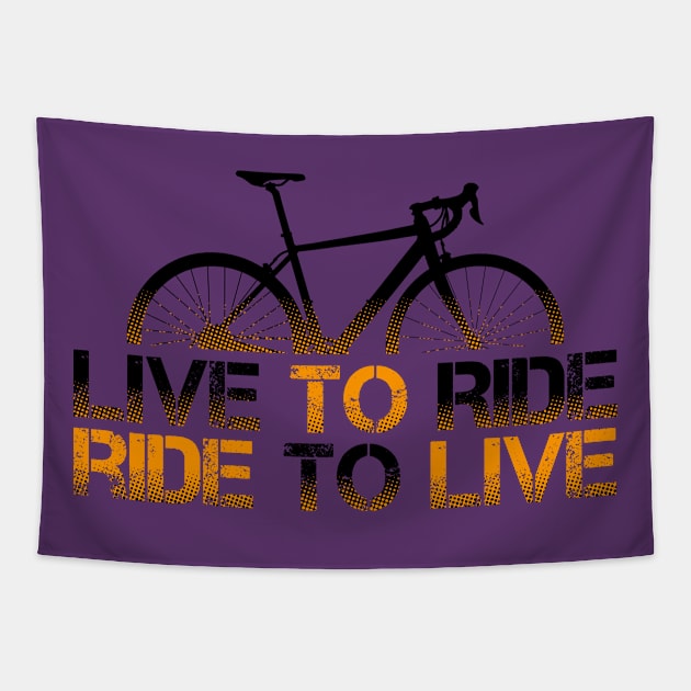 Orange Route Bike, Live To Ride, Ride to Live Tapestry by Drumsartco