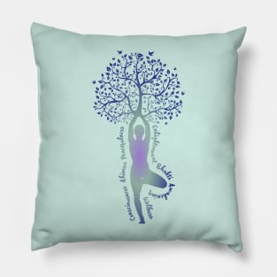 Tree Pose Inspiring Yoga Words Pillow