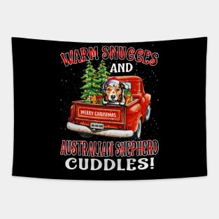 Warm Snuggles And Australian Shepherd Cuddles Ugly Christmas Sweater Tapestry