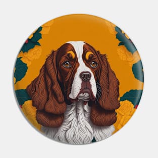 Dogs, spaniel and flowers, dog, style vector (yellow version spaniel) Pin