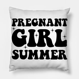 Pregnant Girl Summer Baby Shower Announcement Pregnancy Reveal Pillow