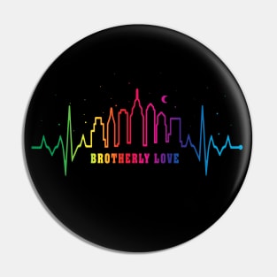 Brotherly Love Philadelphia Pride Philly Skyline Pin