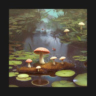 Mushroom Pond Landscape T-Shirt