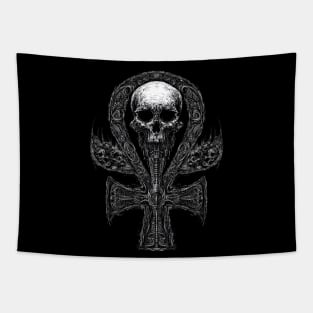 The Ankh and Skulls: Life and Death Tapestry