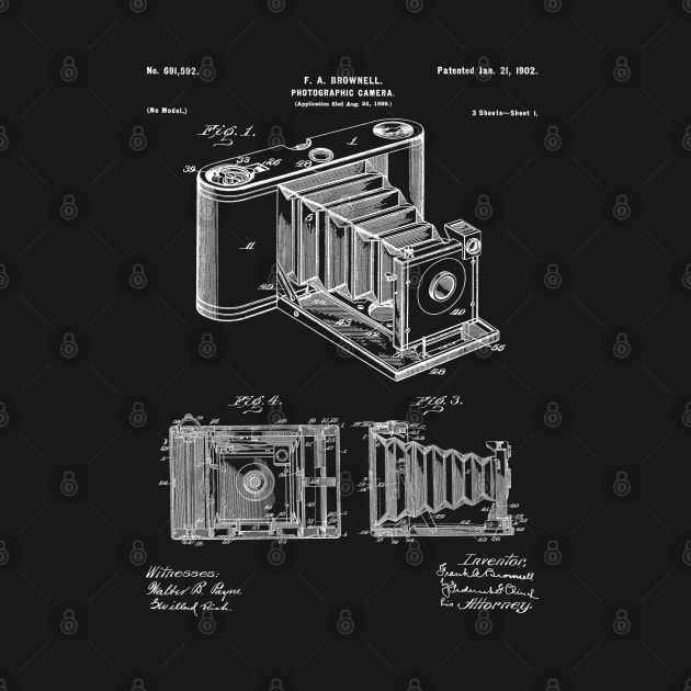 Folding Camera Patent - Photographer Art - Black Chalkboard by patentpress