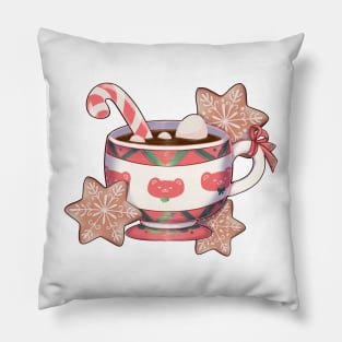 Hot chochocolate, marshmallows and Christmas cookies Pillow