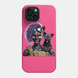 Woman Warrior Panther with Cub by focusln Phone Case