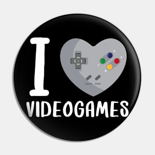 Heart Gaming Old Controller Video Gamer I love VideoGames Pin