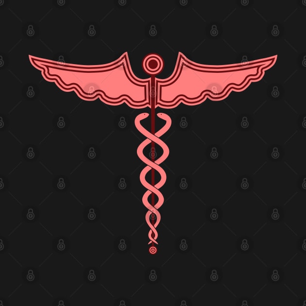 Caduceus Staff of Hermes Red by Wareham Spirals