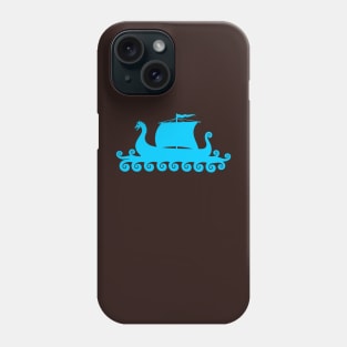 Blue Viking Ship Silhouette Phone Case