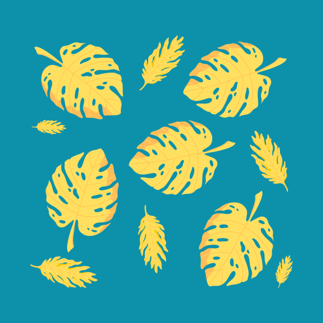 Golden Leaves Pattern Design by Moshi Moshi Designs