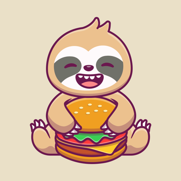 Cute Sloth Eating Burger by Catalyst Labs