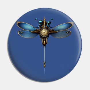 Steampunk Dragonfly Blue Pin