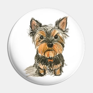 Cute Funny Angry Yorkshire Terrier Portrait Pin